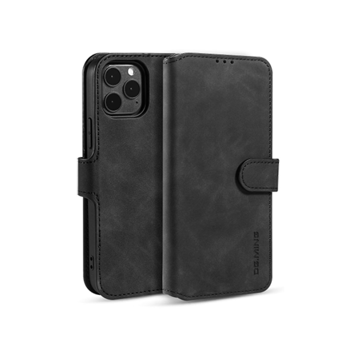 iPhone 11 Pro - DG.MING&trade; Classical Læder Etui / Taske M. Pung - Sort