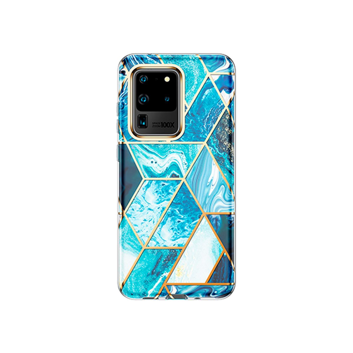 Samsung S20 Ultra - UNIQ&trade;Marble Silikone Cover - Koboltblå