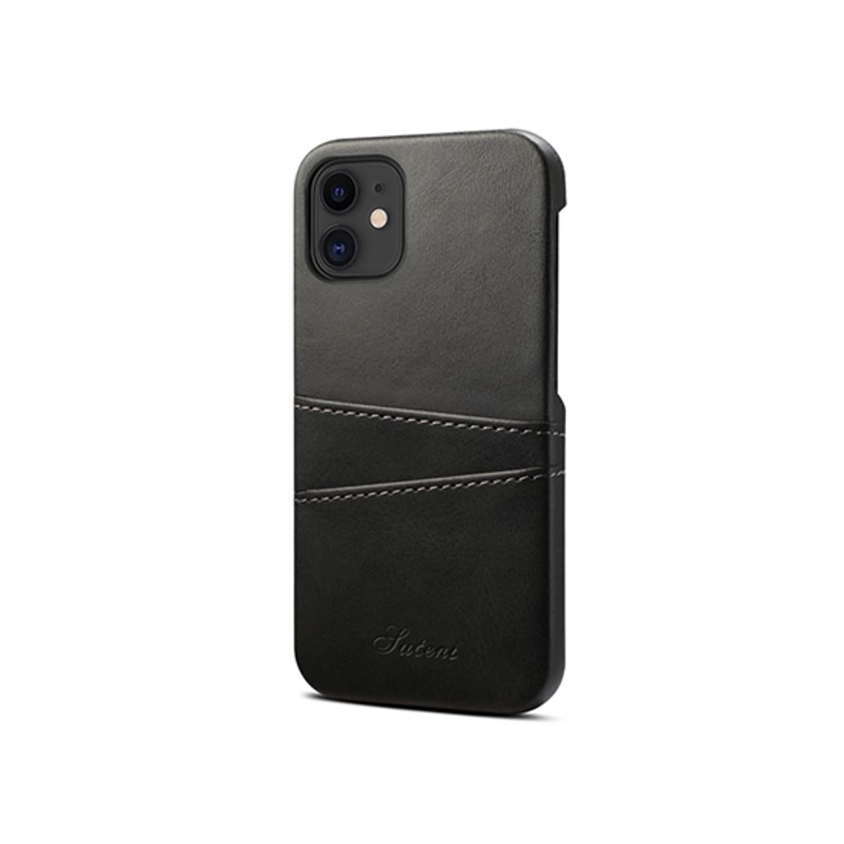 iPhone 12 - NX Design&trade; Læder Cover M. Kortholder - Sort