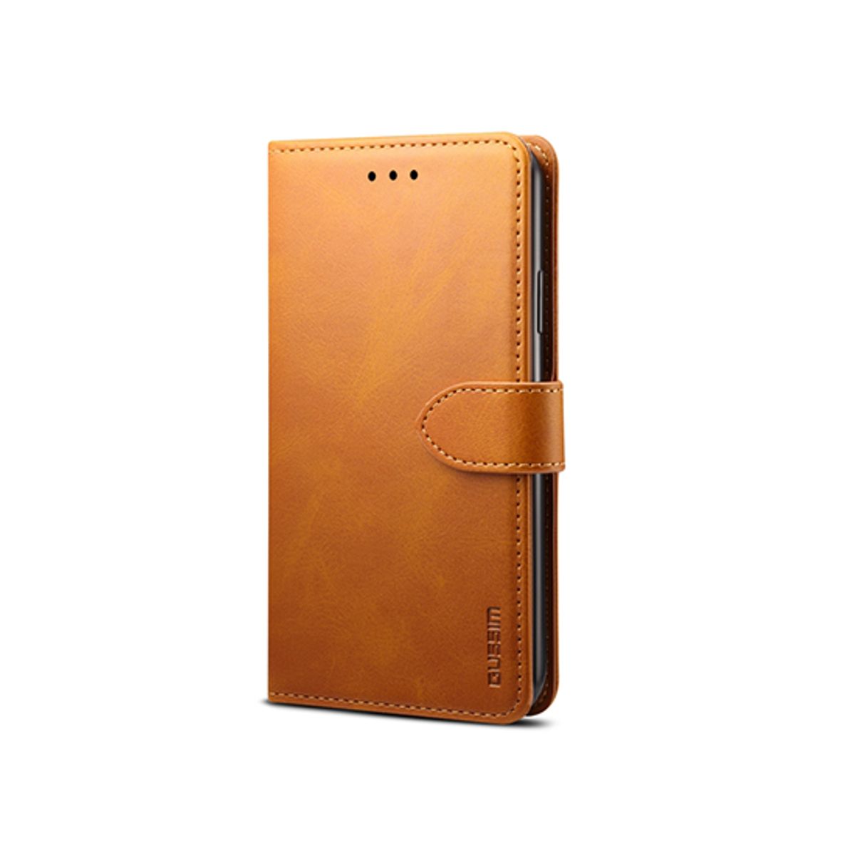 iPhone XR - GUSSIM&trade; Læder Cover / Etui M. Kortholder - Lysebrun