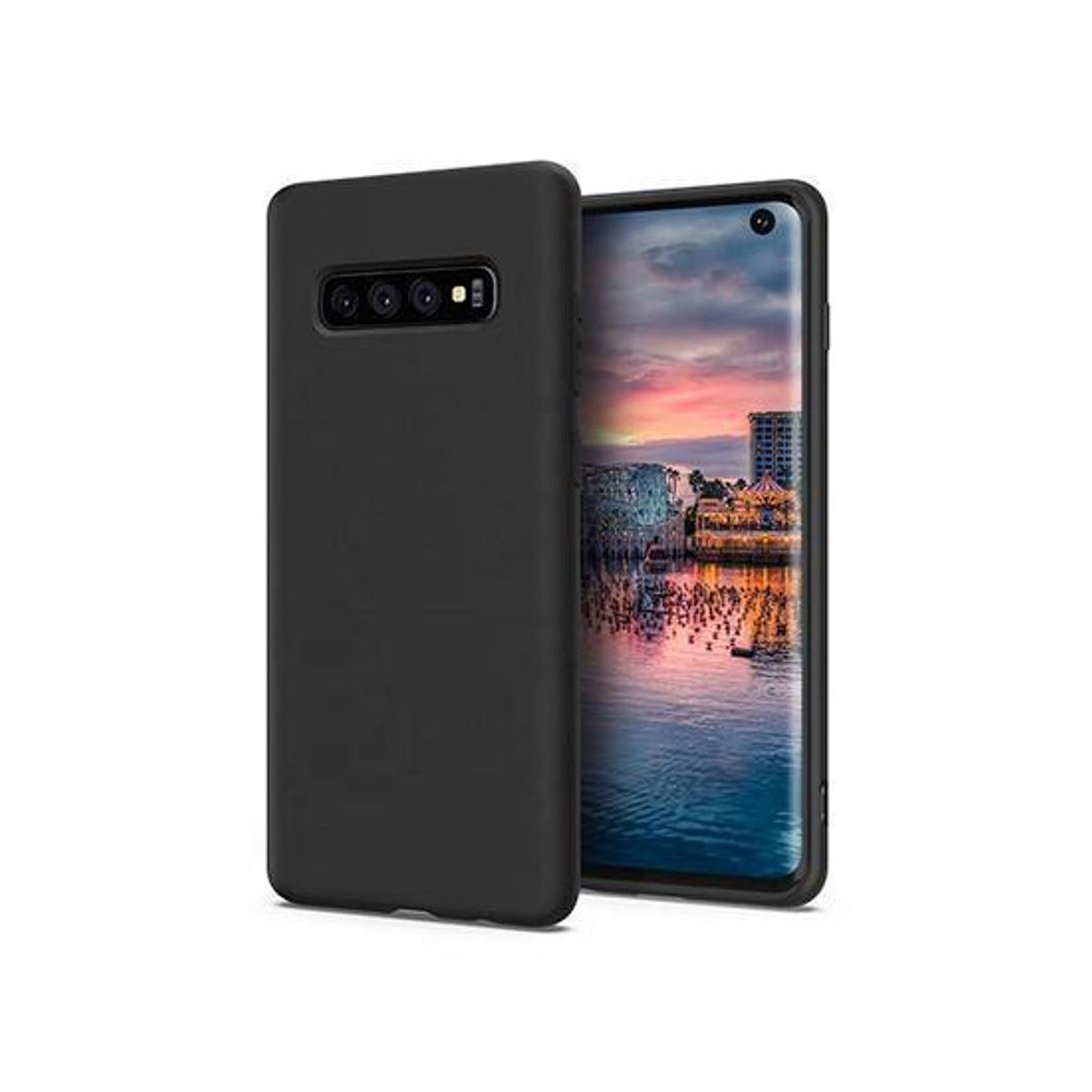 Samsung Galaxy S10 - Novo Frosted Matte Slim Silikone Cover - Sort