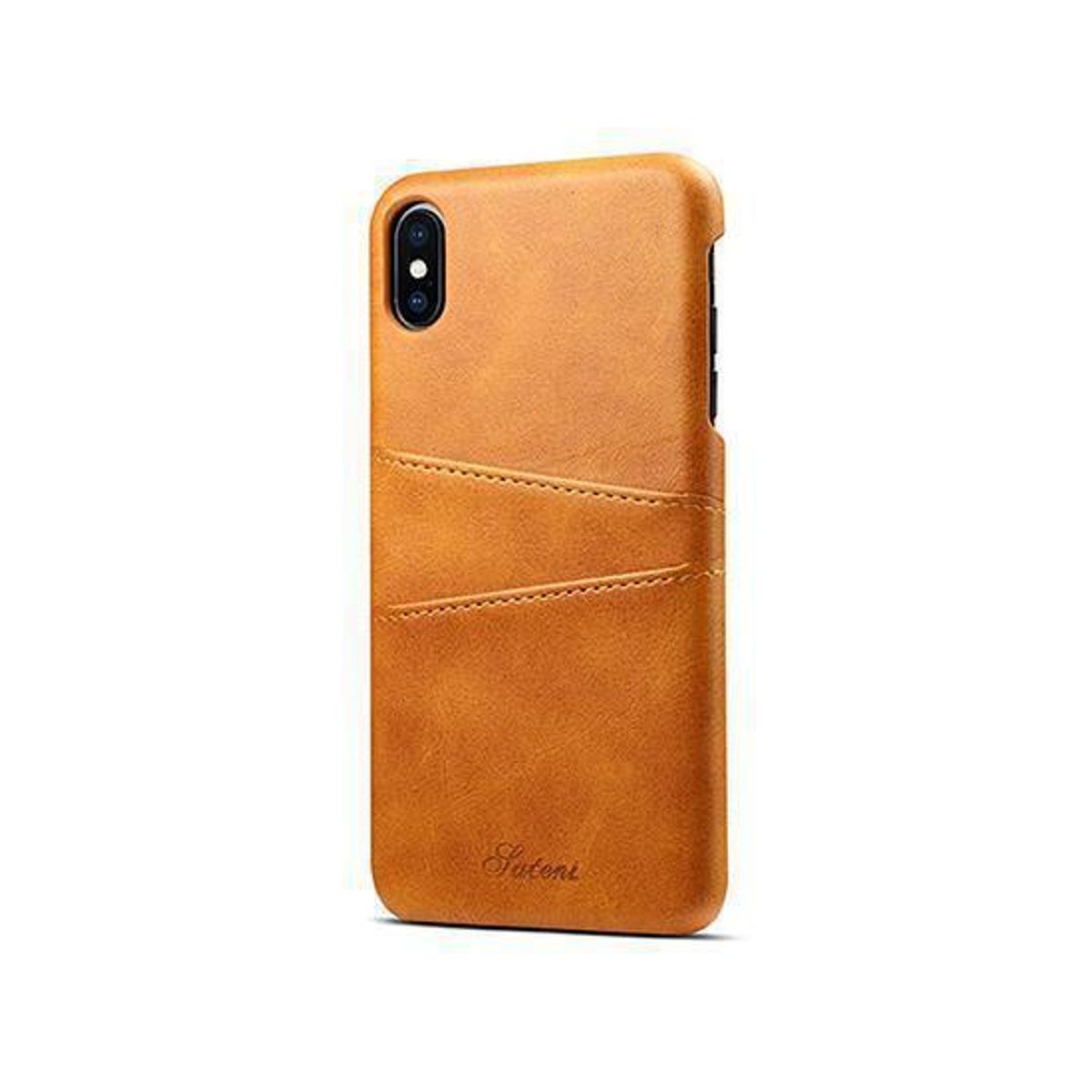 iPhone XS Max - NX Design Læder Bagcover Pung Lysebrun