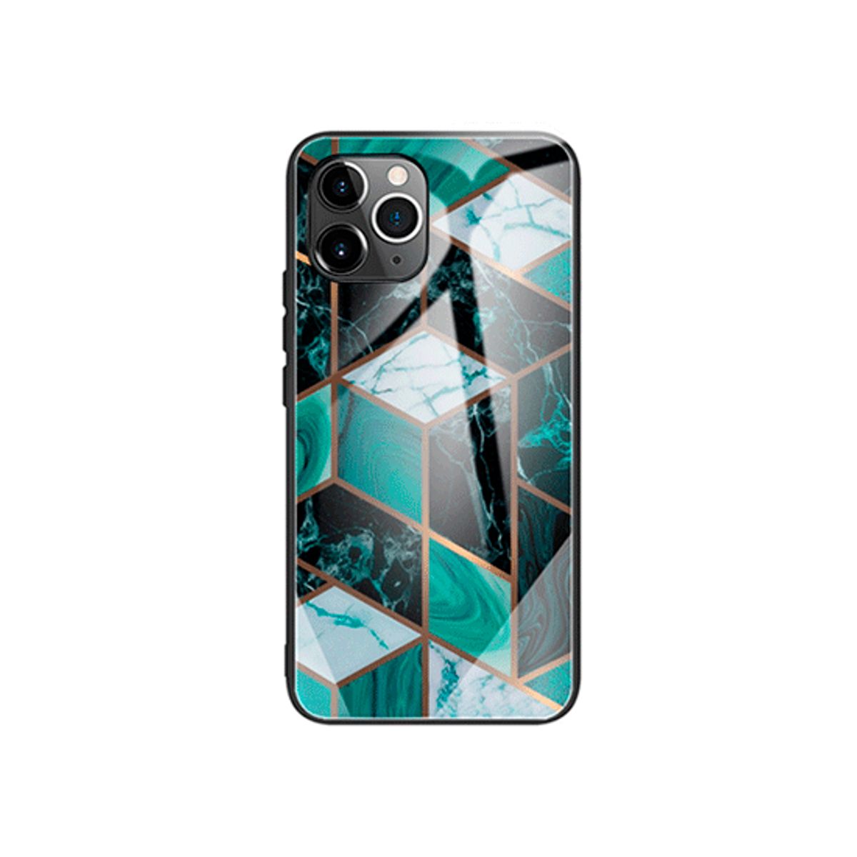 iPhone 11 Pro Max - DELUXE&trade; Marble Cover M. Glas Bagside - Emerald