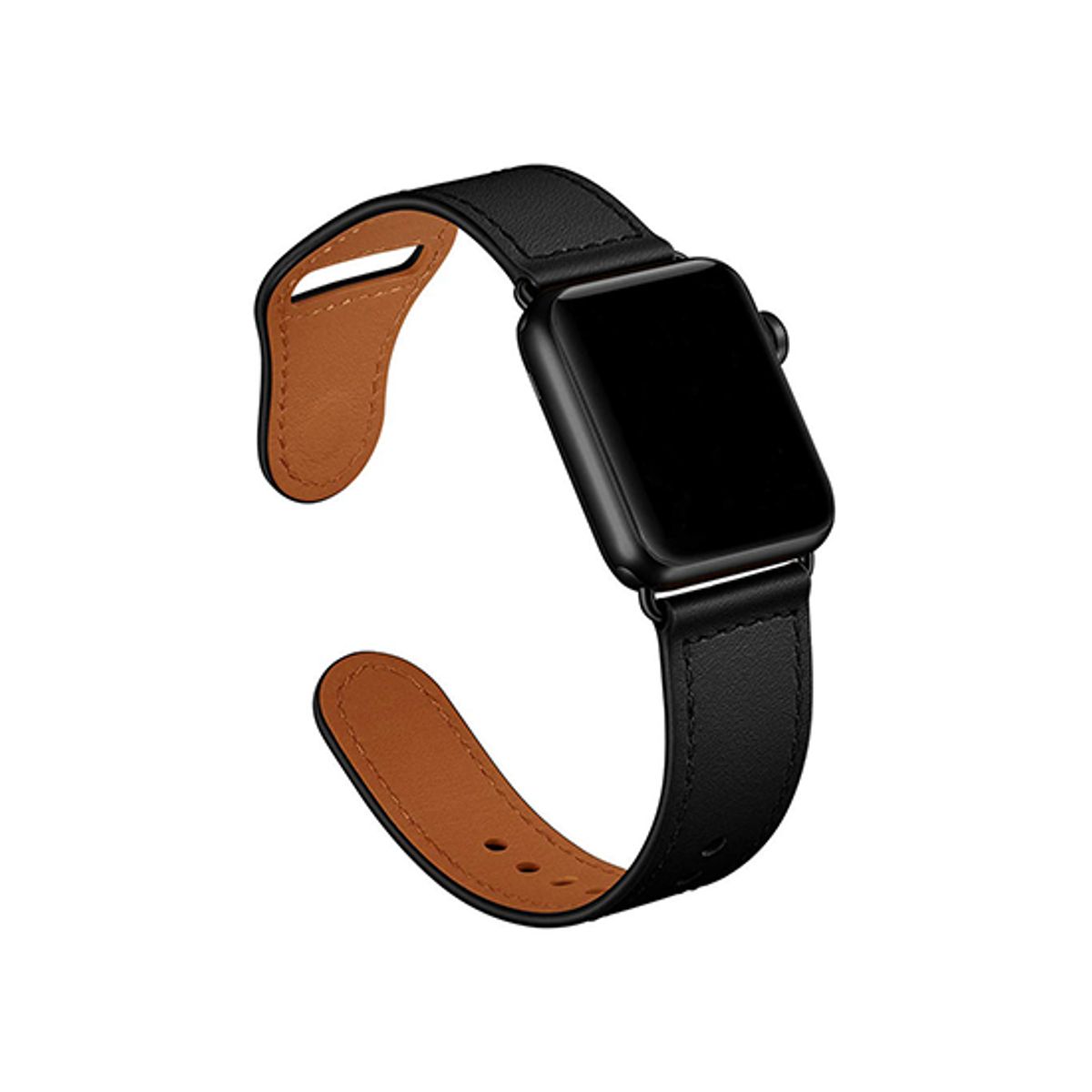 Apple Watch (42/44/SE/45/46/49mm) - FINESSE Ægte Læder Rem - Sort