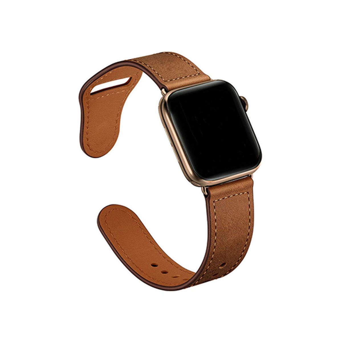 Apple Watch (42/44/SE/45/46/49mm) - FINESSE Ægte Læder Rem - Brun