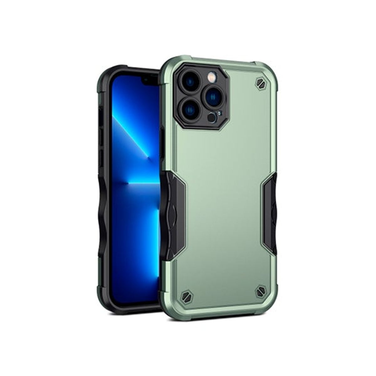 iPhone 13 Pro Max - REALIKE&trade; Pro Stødsikkert Håndværker Cover - Army/Grøn