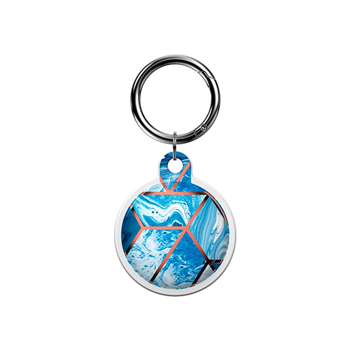 AirTag | UNIQ&trade; Marble Silikone Keychain / Nøglering - Koboltblå