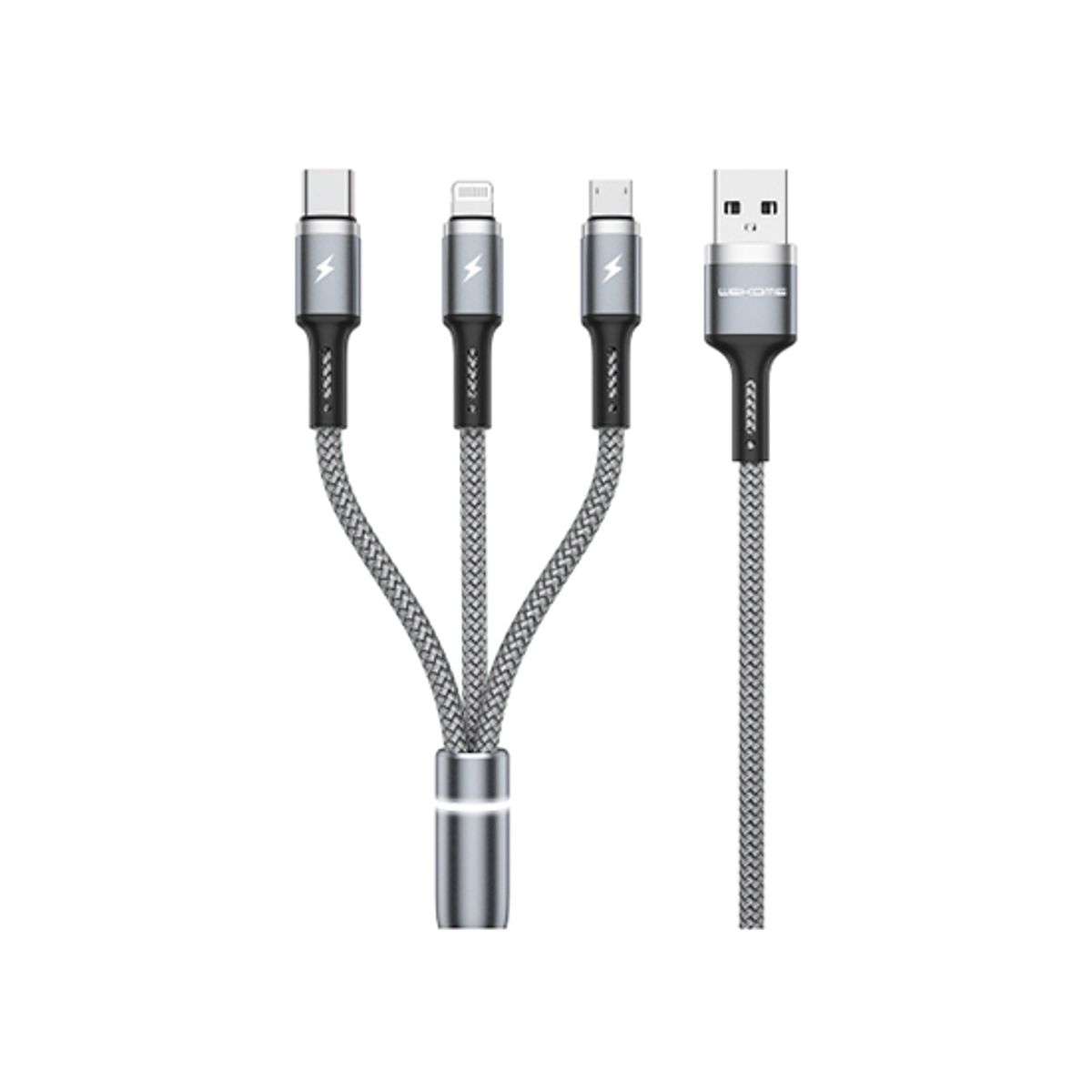 WEKOME&trade; | 3-i-1 USB-A til Lightning / USB-C / MicroUSB - 2M