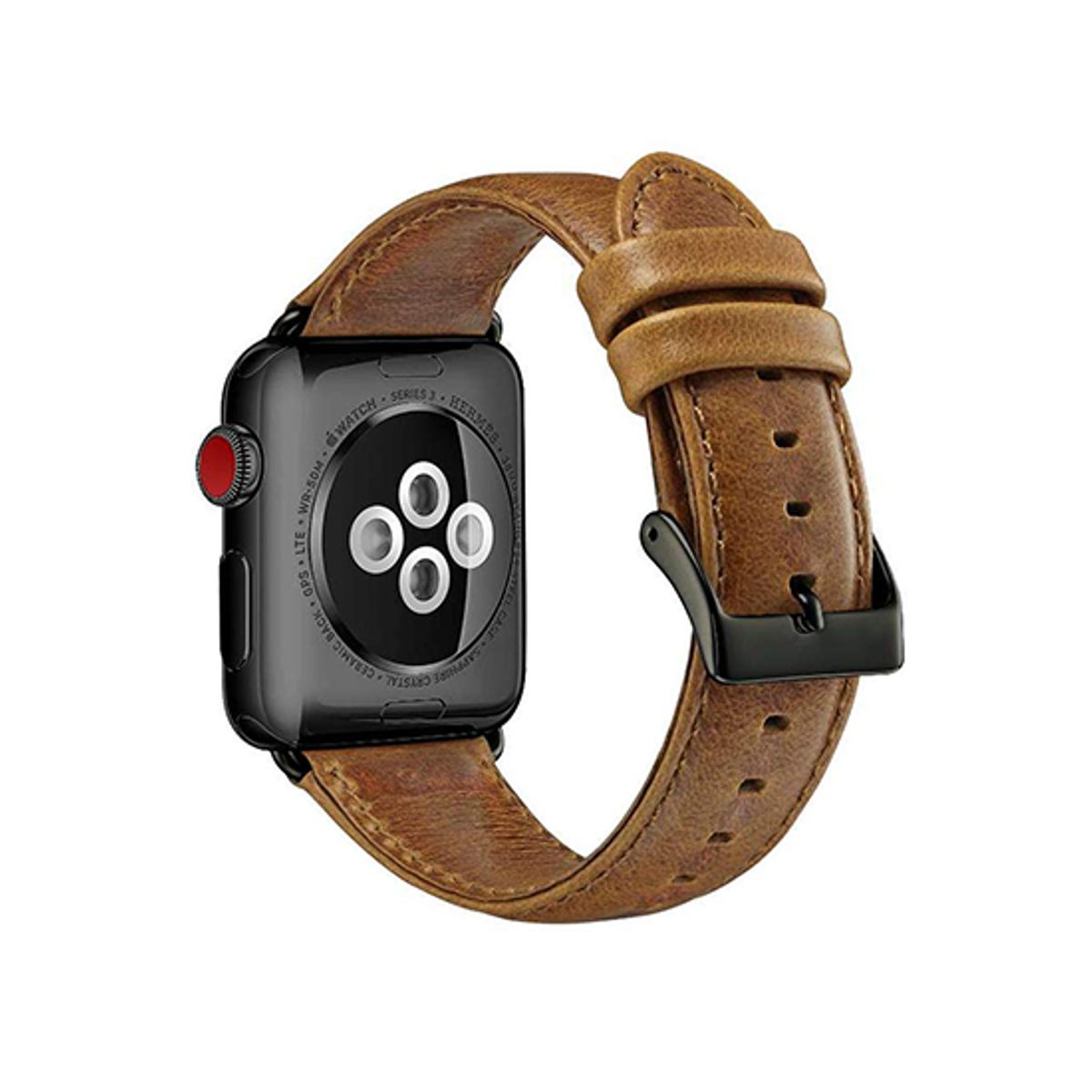 Apple Watch (42/44/SE/45/46/49mm) - ICECASE&trade; Retro Ægte Læder Urrem - Lysebrun