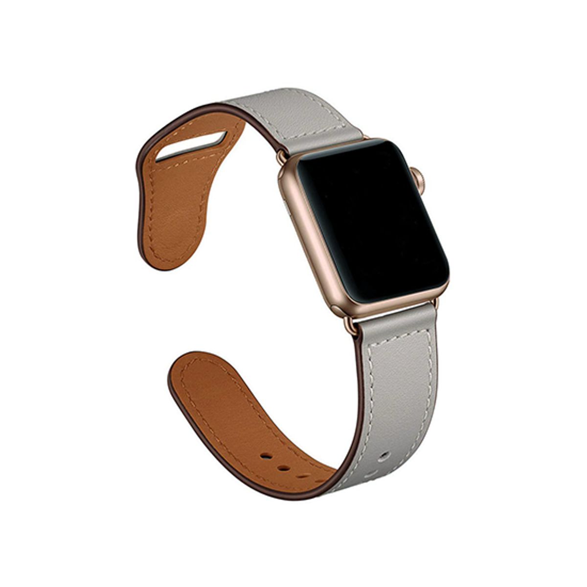 Apple Watch (42/44/SE/45/46/49mm) - FINESSE Ægte Læder Rem - Grå