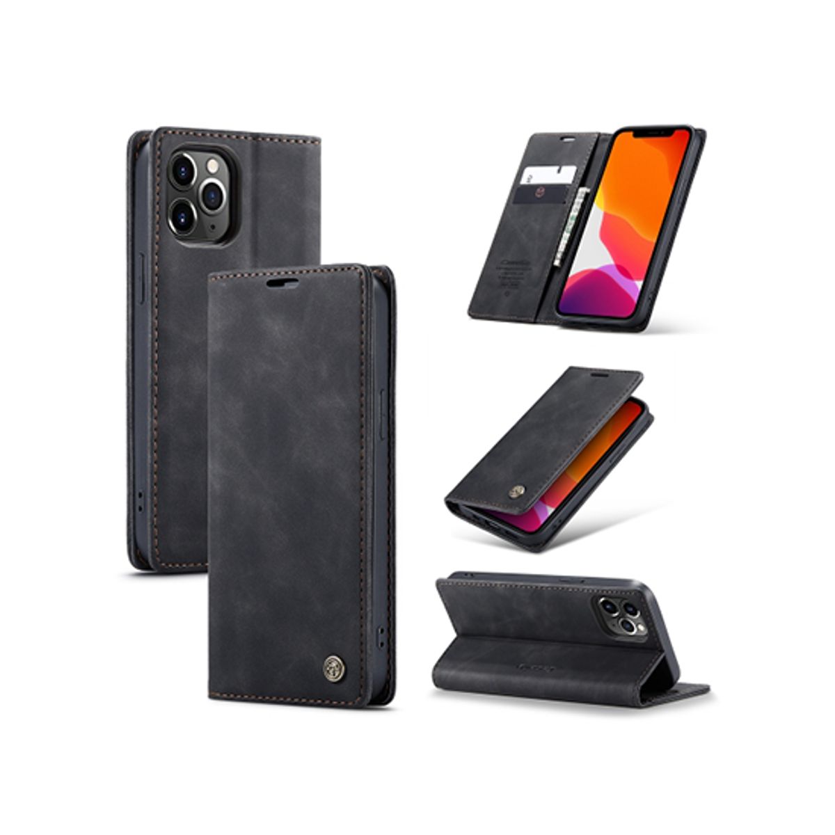 iPhone 11 Pro - CaseMe&trade; Noble Læder Etui / Pung - Sort