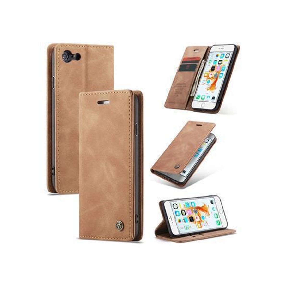 iPhone 6/6s - CaseMe&trade; Noble Læder Etui / Pung - Brun