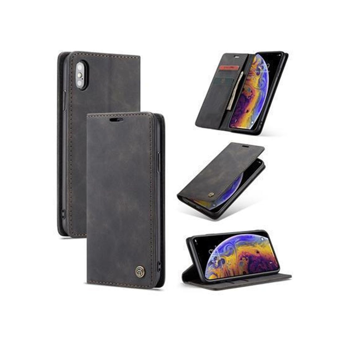 iPhone XS Max - CaseMe&trade; Noble Læder Etui / Pung - Sort