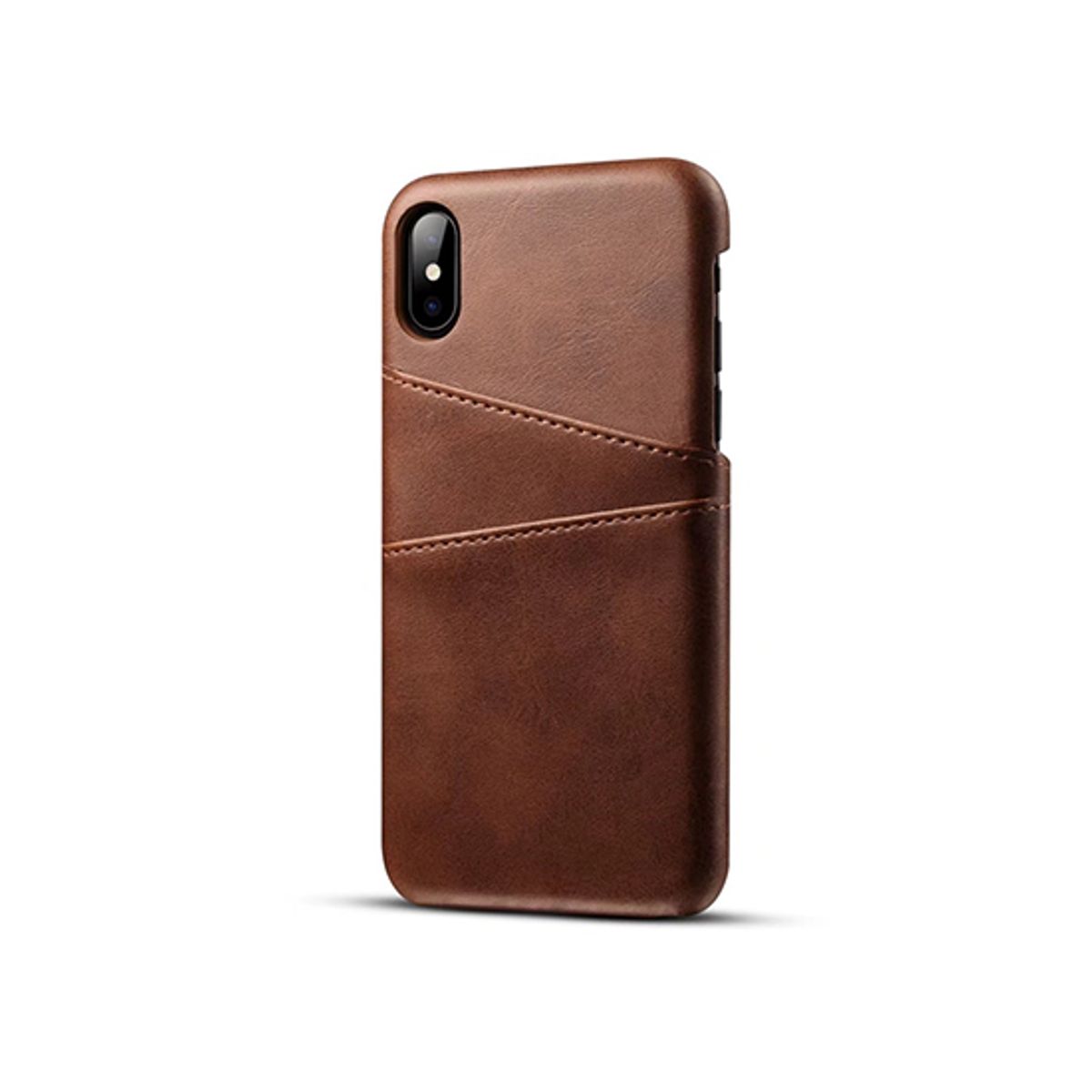 iPhone X/Xs - NX Design Læder Cover M. Kortholder - Brun