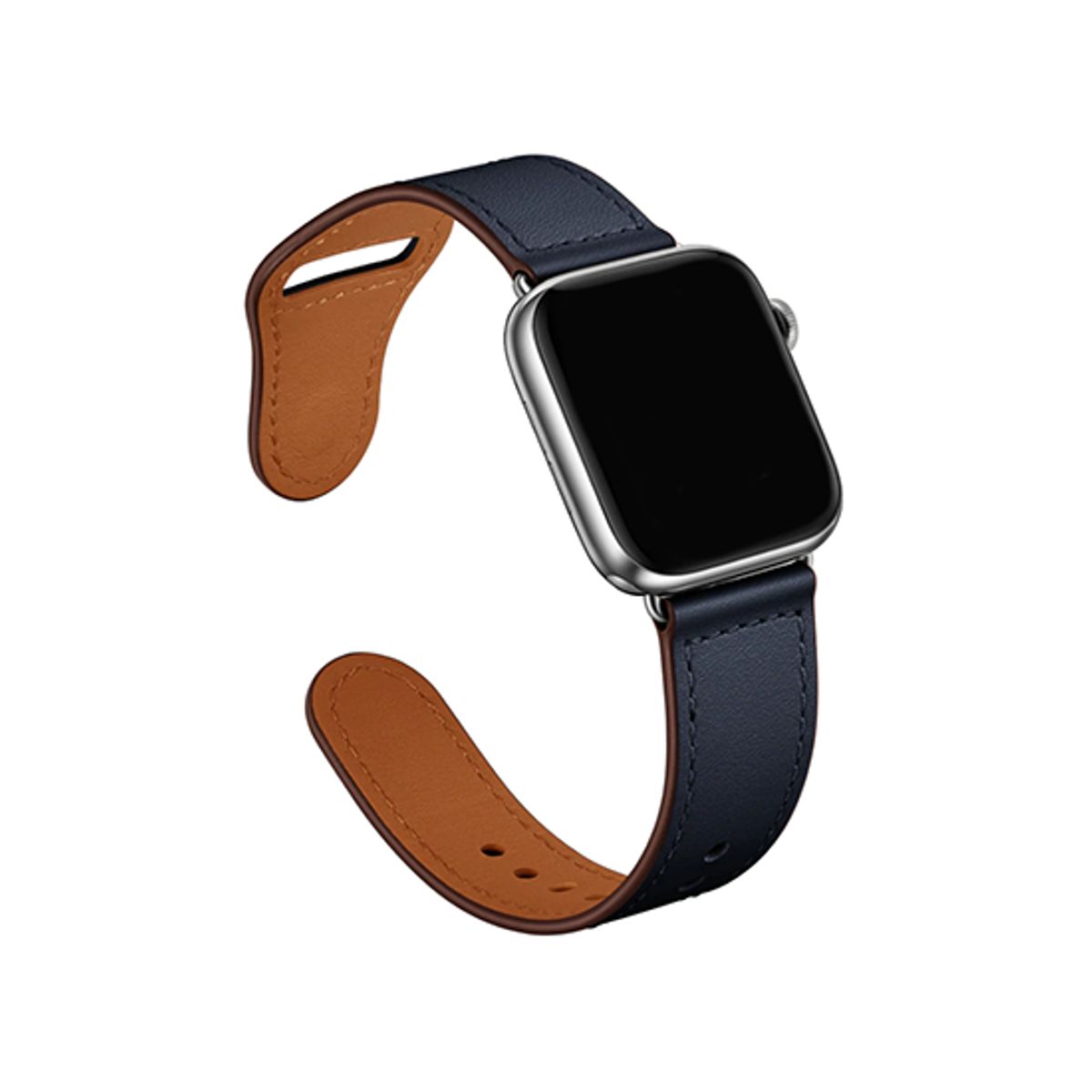 Apple Watch (42/44/SE/45/46/49mm) - FINESSE Ægte Læder Rem - Navy