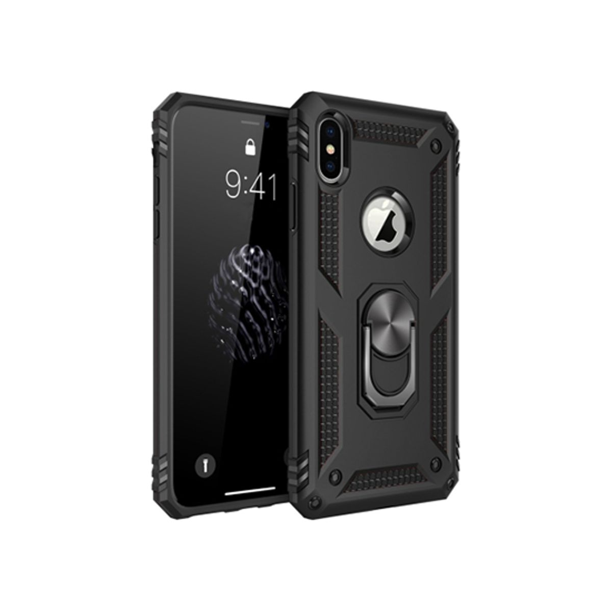 iPhone X/Xs - NX Pro&trade; Armor Cover m. Ring Holder - Sort