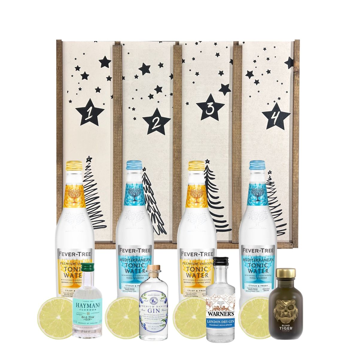 Adventskalender med klassisk gin & tonic (2 drinks/låge) (Beige)