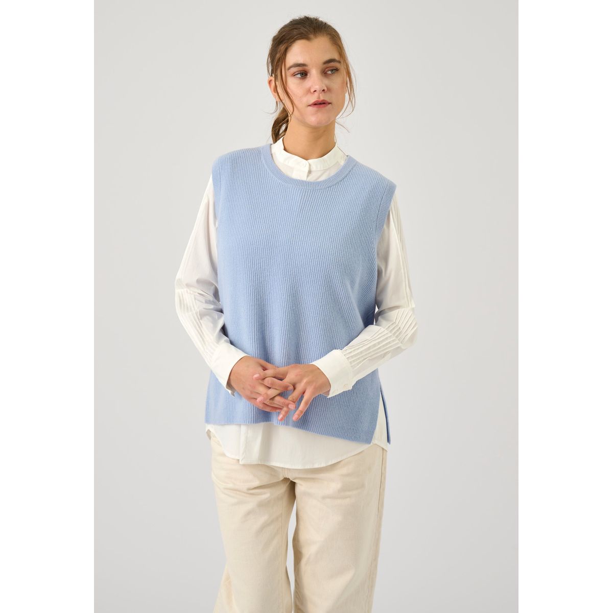 Lifika - Light Blue Melange - Bluse - L