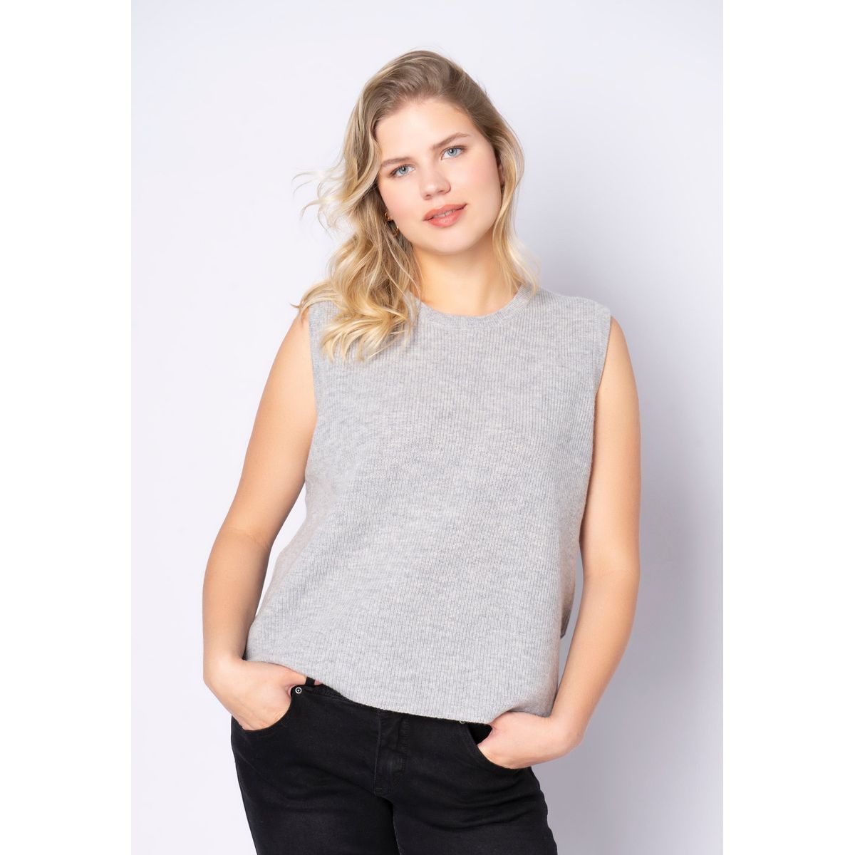 Lifika - Light Grey Melange - Bluse - 2xl