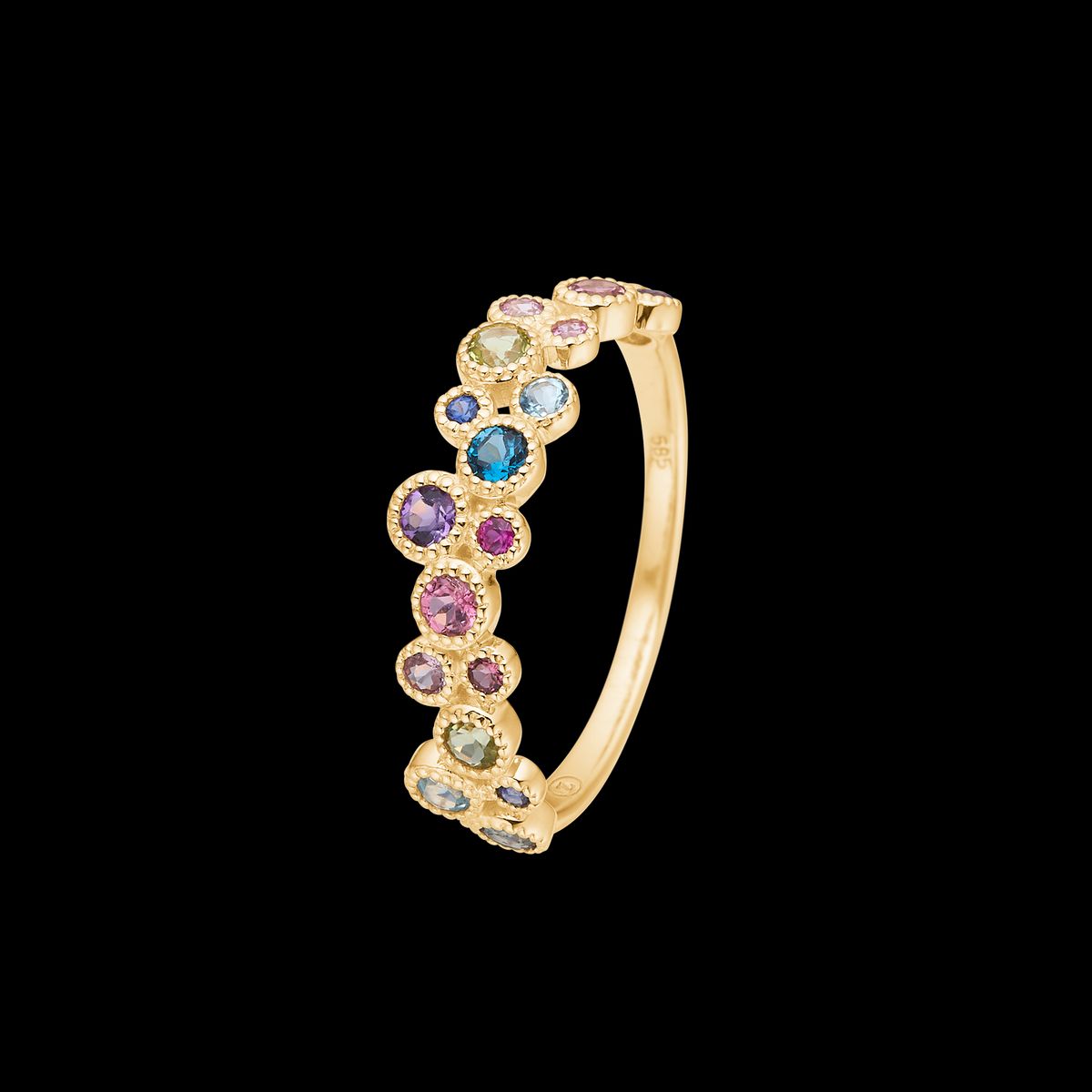 Mads Z - Luxury rainbow petite ring i 14 karat guld med ægte sten - 1544066