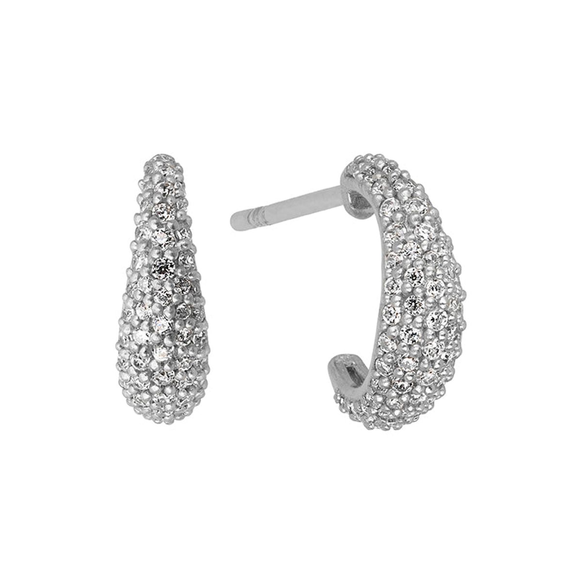 byBiehl - Ocean flow sparkle hoops i sølv, small - 4-4204-R