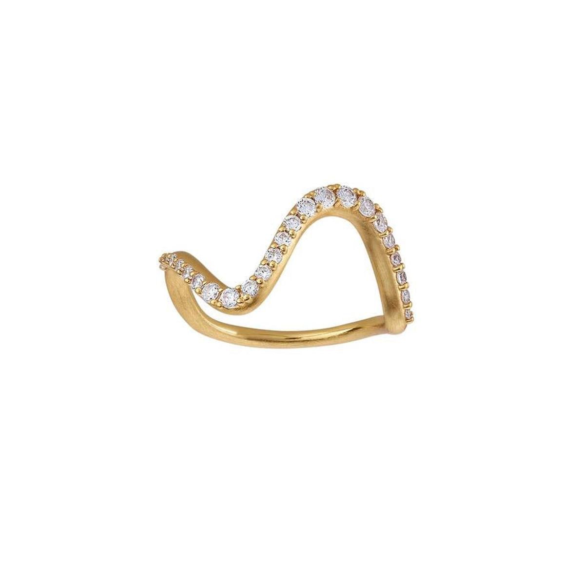 byBiehl - Wave Sparkle stor ring i forgyldt - 5-3702a-gp