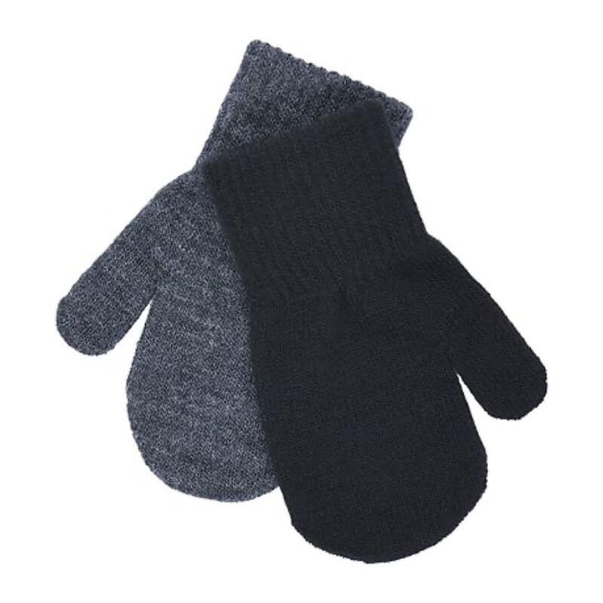 Melton - Strik luffer 2-pak - Dark Grey Melange - 2-5 år