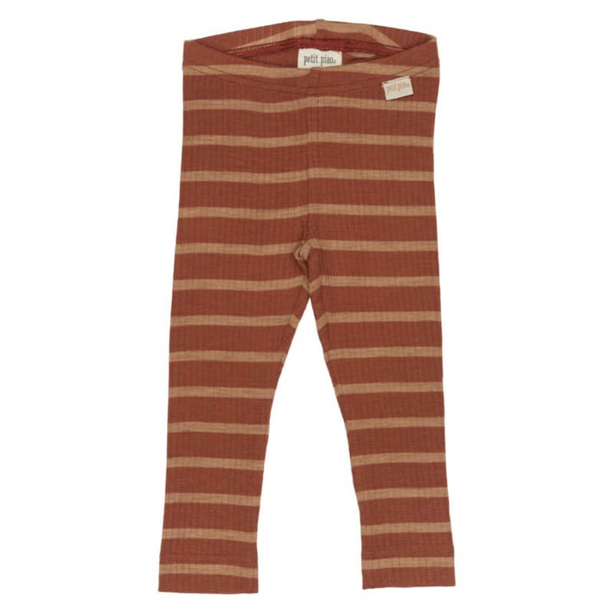 Petit Piao - Leggings Merino Wool Striped - Rust/Cream - 74