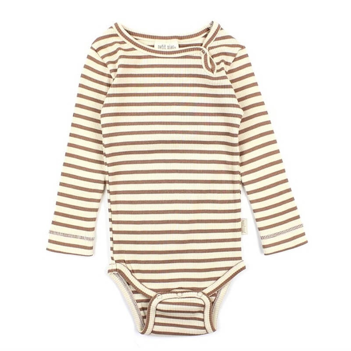 Petit Piao - Body L/S Modal Striped - Latte/Cream - 68