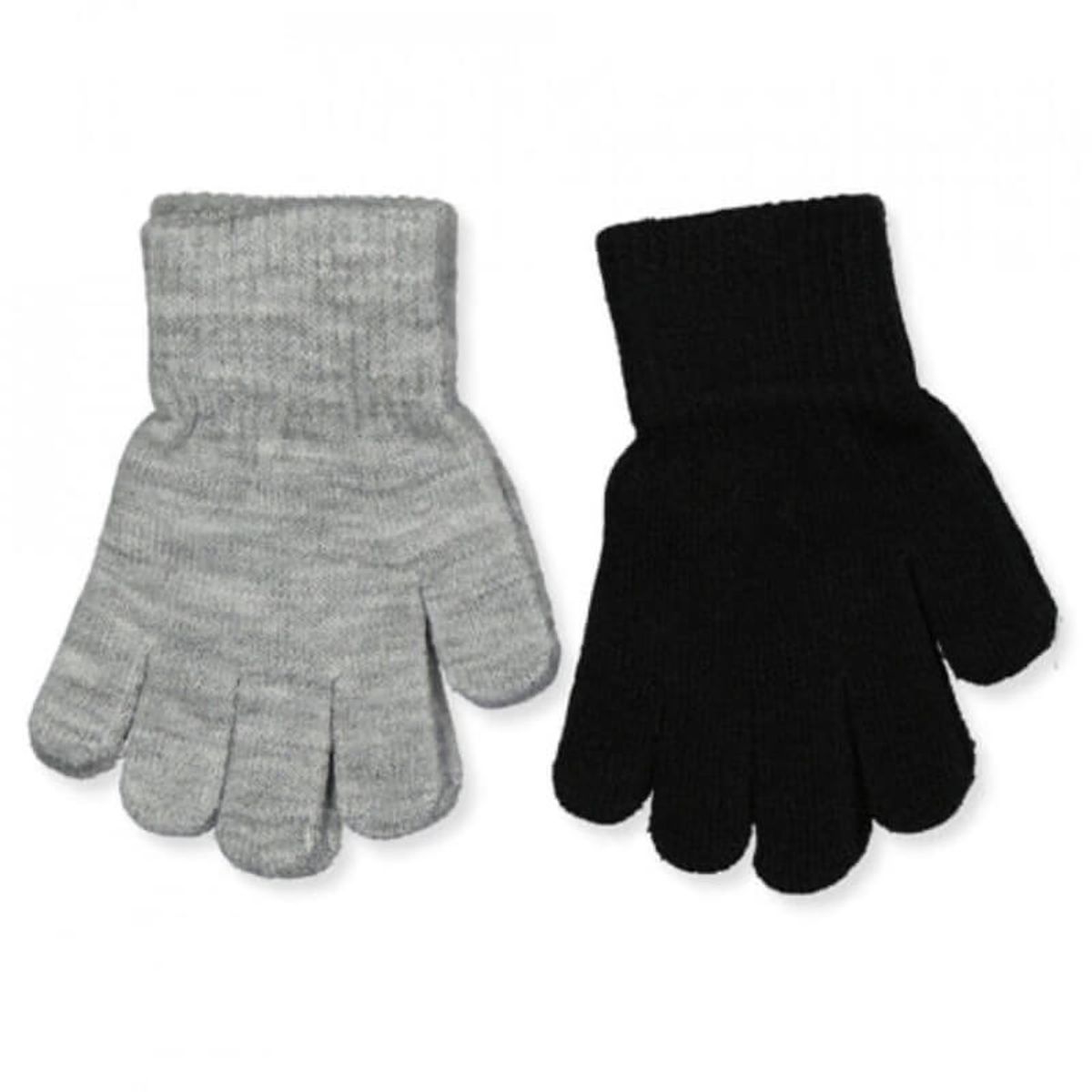 Melton - Strik handsker 2-pak - Dark grey melange - 2-5 år