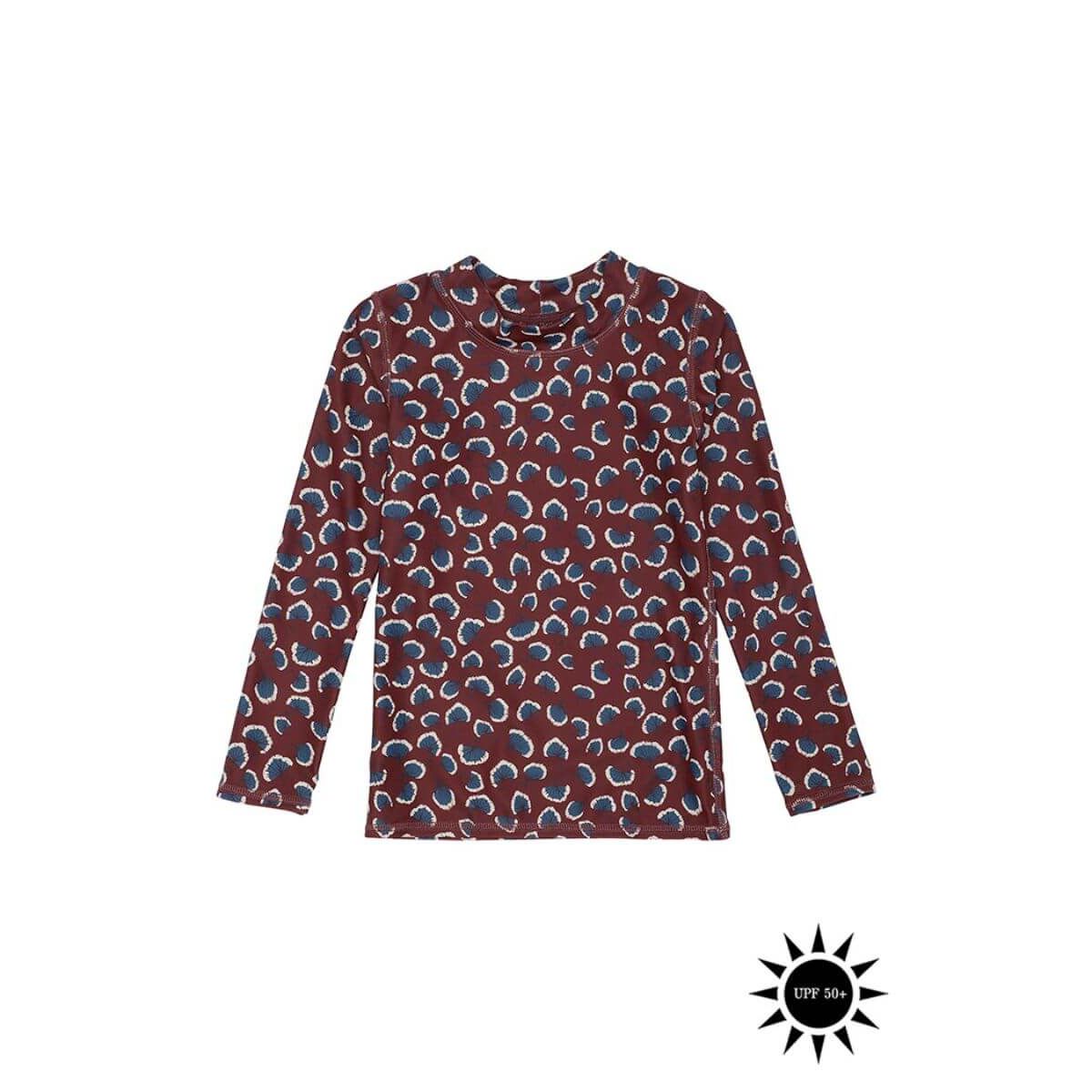 Soft Gallery - Badebluse Astin Sun Shirt - Russet Brown AOP Coral - 7 år