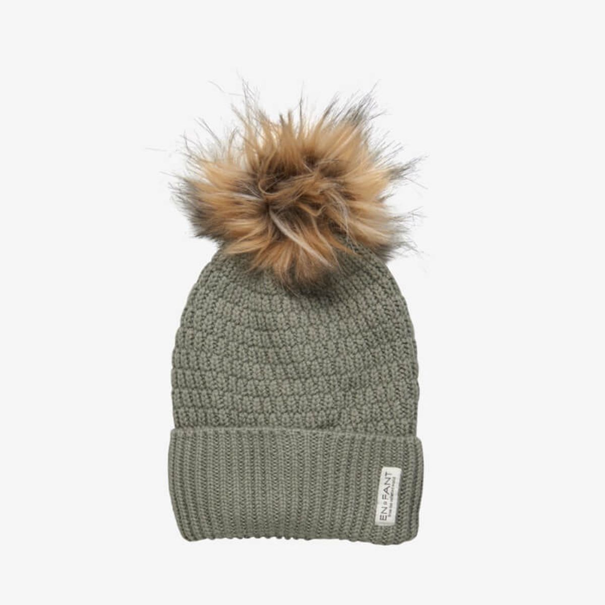 En Fant - Beenie w. fake fur full fleece lining - Shadow - 50