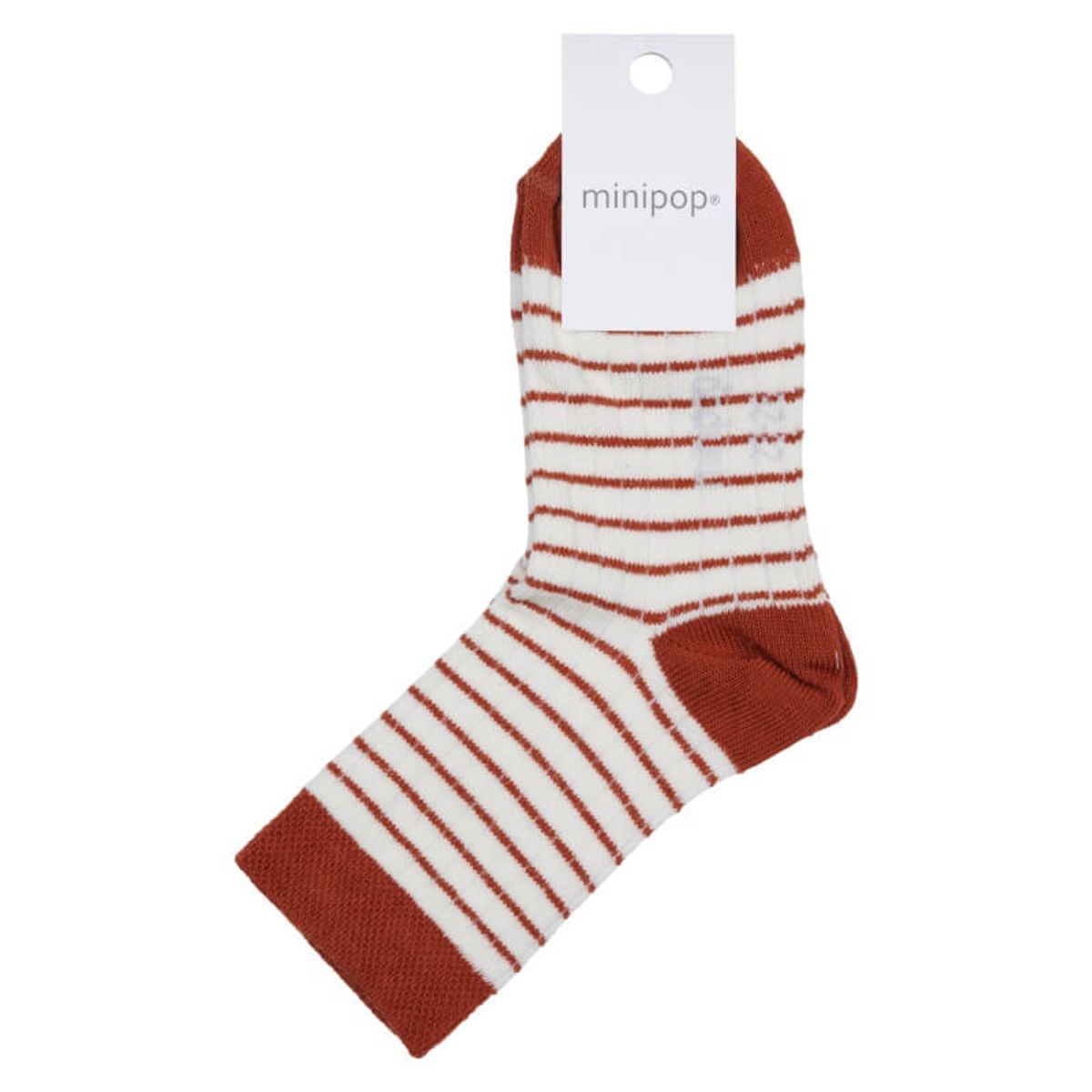 MiniPop - Bamboo Ankle Socks - Rust/Cream - 23-26 (3-4 år)