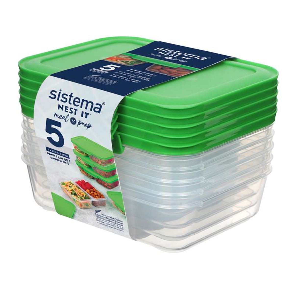 Sistema Madopbevaring - Meal Prep Nest It - 5-Pak - 870ml - Grøn