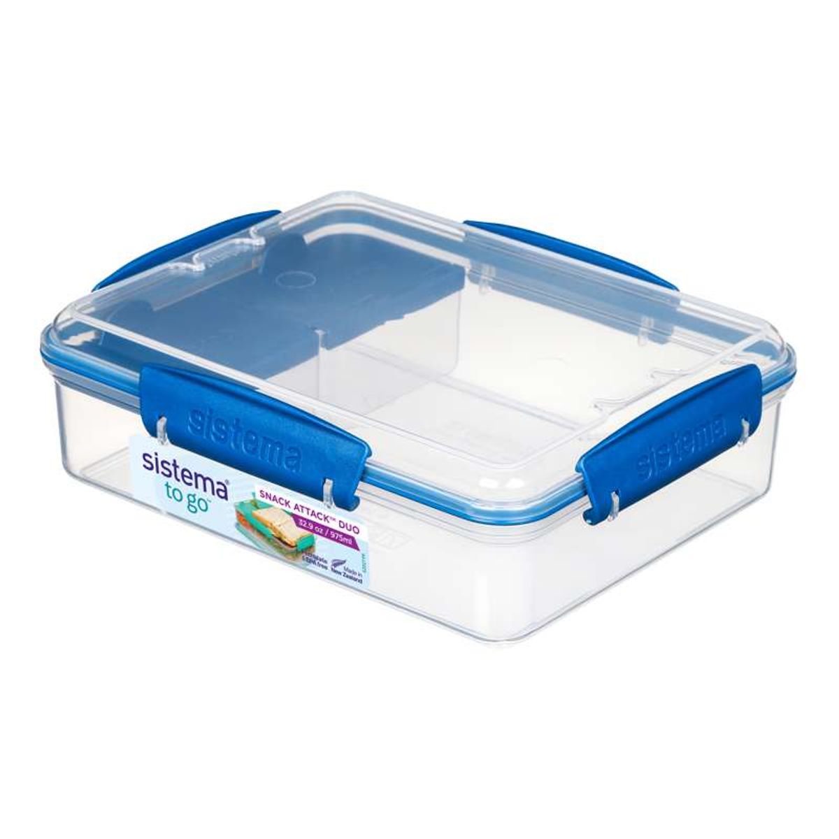 Sistema Madkasse - Snack Attack Duo To Go - 975ml - Klar/Ocean Blue