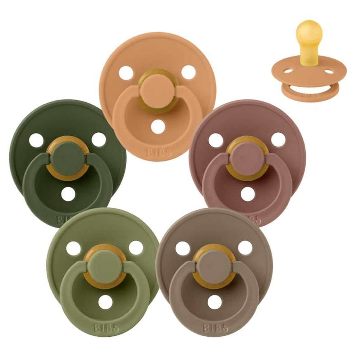 BIBS Rund Colour Sut - Sampak - 5 stk. - Str. 1 - Green and Terracotta