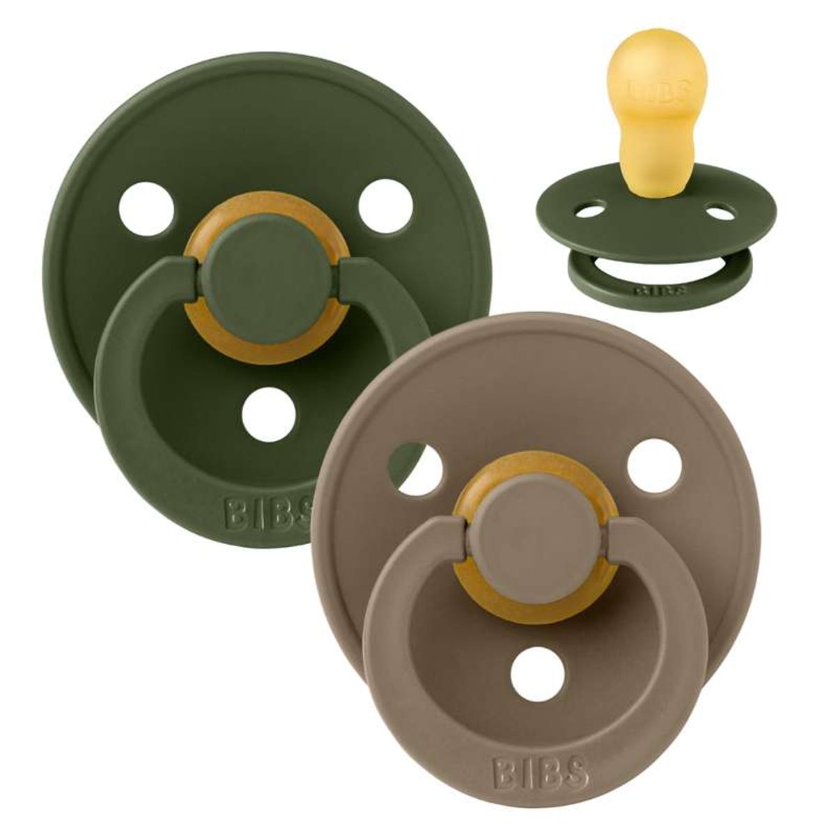 BIBS Rund Colour Sut - 2-Pak - Str. 3 - Naturgummi - Hunter Green/Dark Oak