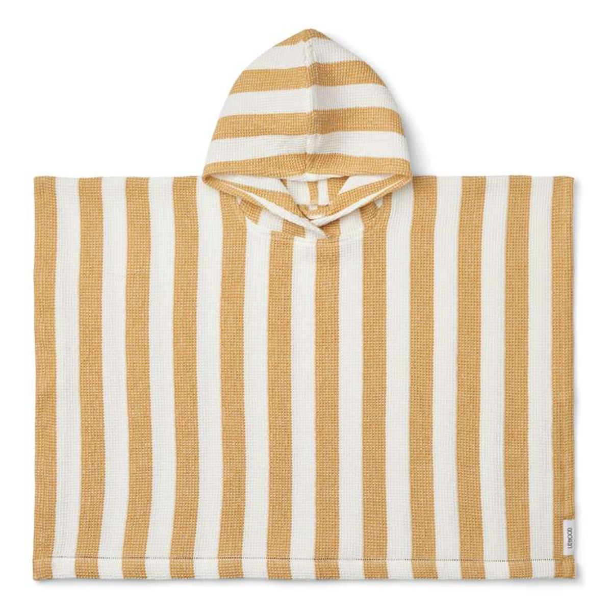 Liewood Paco Poncho - Stripes - White/Yellow Mellow - 7-8 år