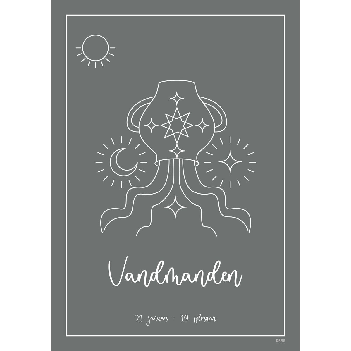 STJERNETEGN VANDMANDEN PLAKAT (21.01 - 18.02) - 50x70 / Mørkegrå