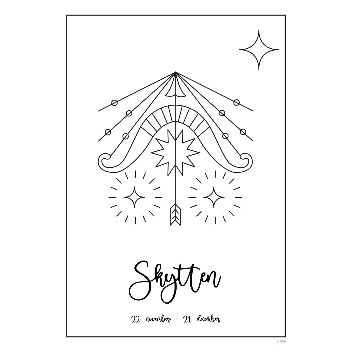 STJERNETEGN SKYTTEN PLAKAT (23.11 - 21.12) - A4 / Hvid