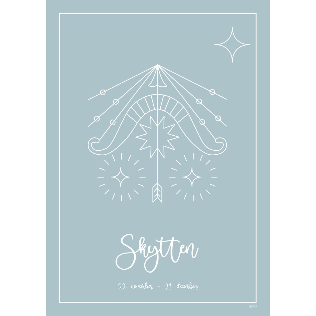 STJERNETEGN SKYTTEN PLAKAT (23.11 - 21.12) - 30x40 / Lyseblå