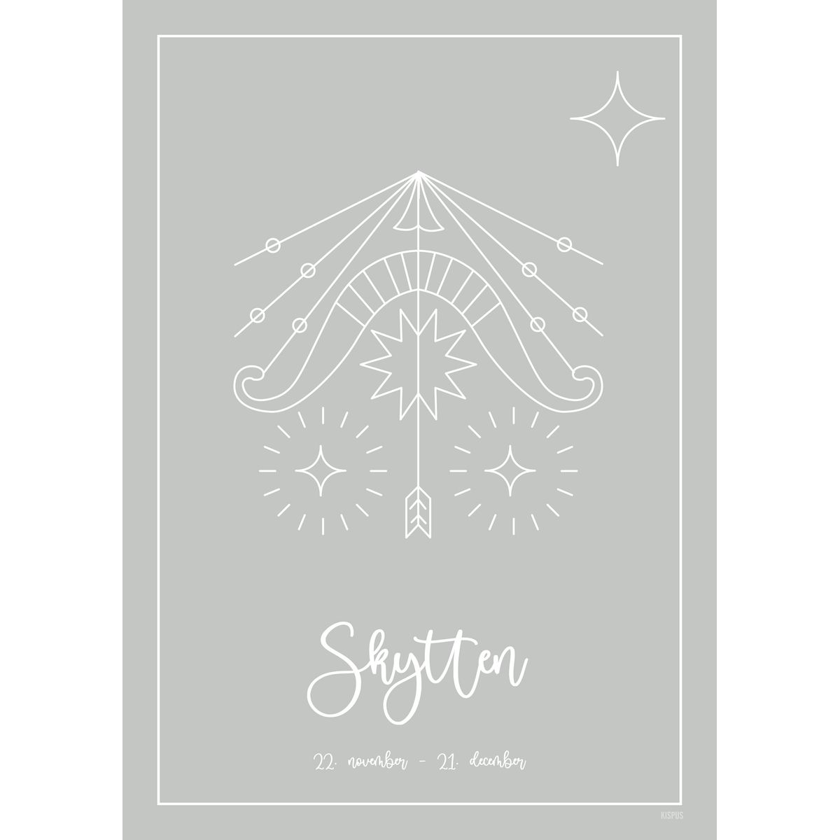 STJERNETEGN SKYTTEN PLAKAT (23.11 - 21.12) - 50x70 / Lysegrå