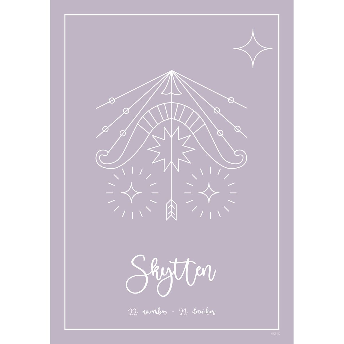 STJERNETEGN SKYTTEN PLAKAT (23.11 - 21.12) - A4 / Lilla