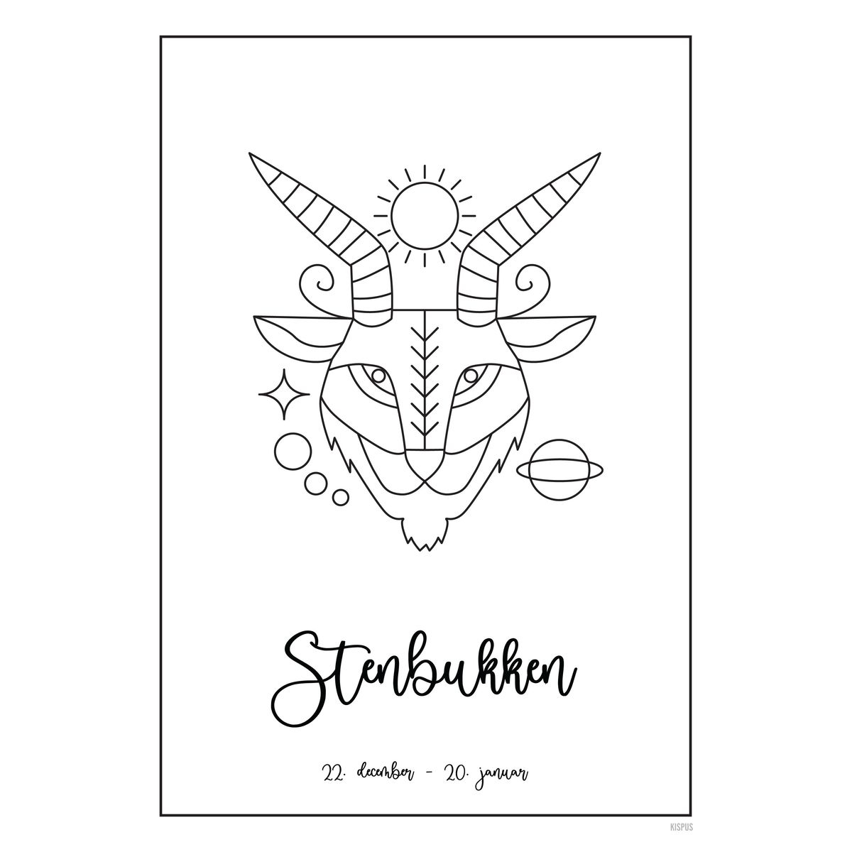 STJERNETEGN STENBUKKEN PLAKAT (21.12 - 19.01) - 50x70 / Hvid