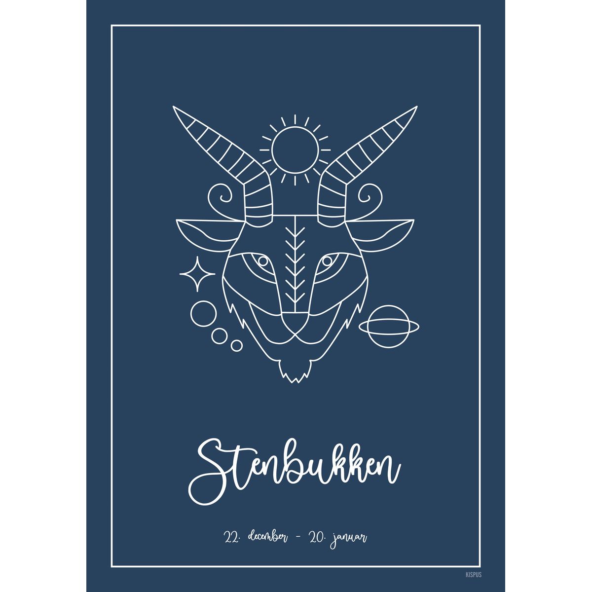 STJERNETEGN STENBUKKEN PLAKAT (21.12 - 19.01) - 30x40 / Mørkeblå