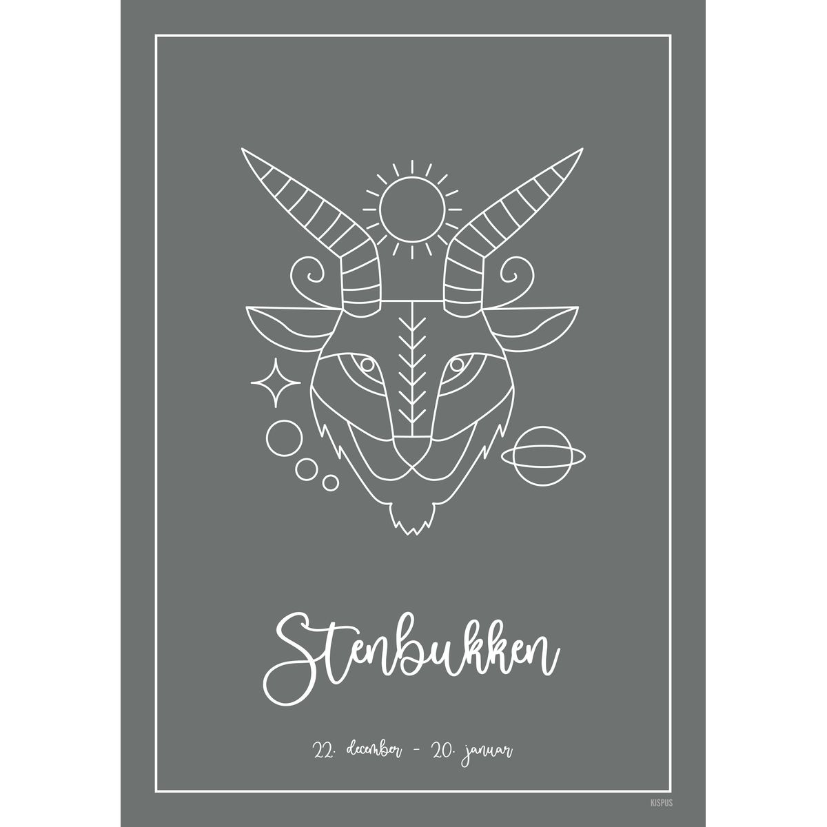 STJERNETEGN STENBUKKEN PLAKAT (21.12 - 19.01) - 30x40 / Mørkegrå