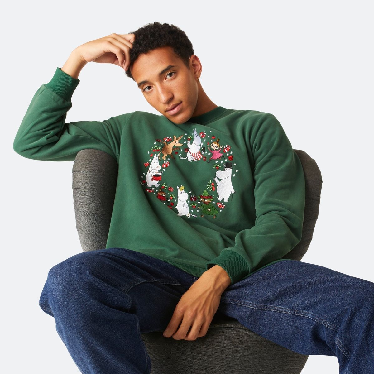 Grøn Mumi Julesweatshirt Herre