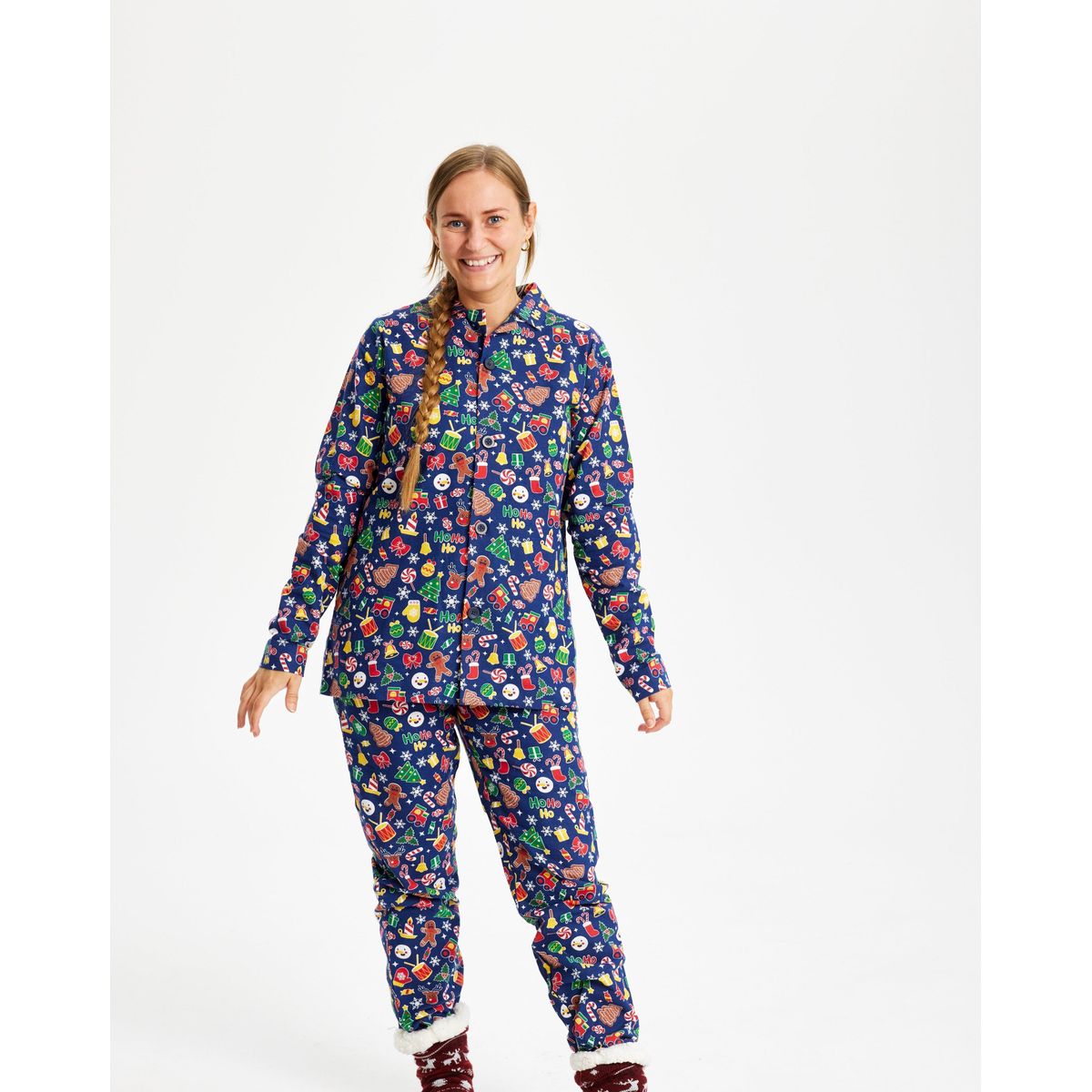 Crazy Julepyjamas Flannel Navy - dame / kvinder.