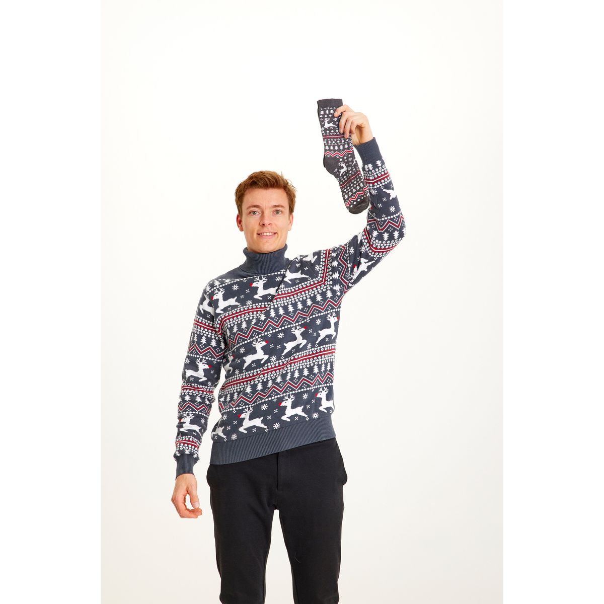 Den Stilede Highneck Julesweater - herre / mænd.