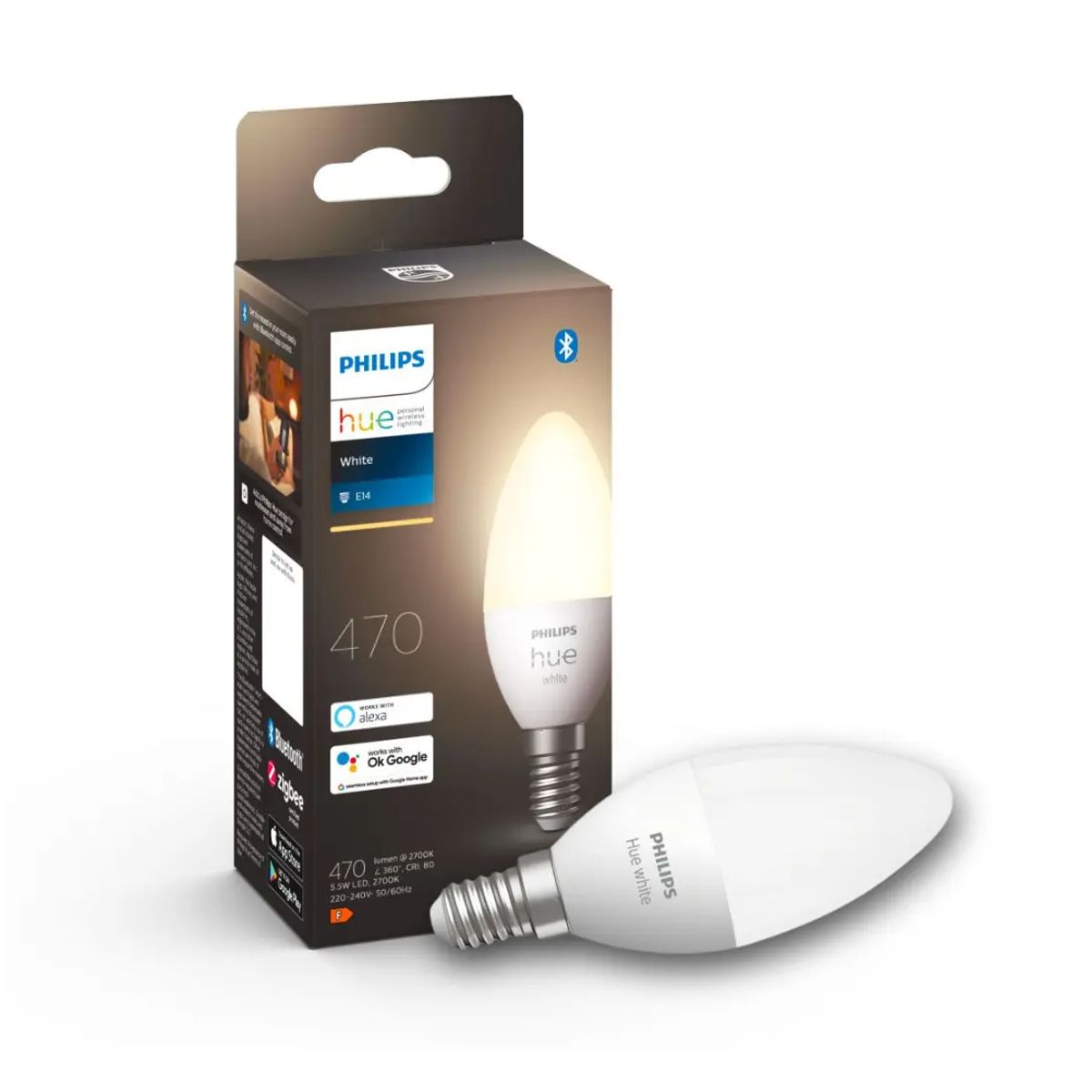 Philips Hue E14 - White - Kerte - 2700K - 470lm - 5,5W